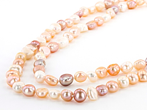 9-10mm Multicolor Cultured Freshwater Pearl 64 Inch Endless Strand Set Of 2 - Size 64
