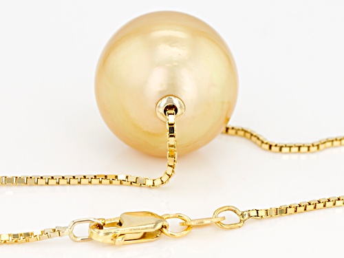 15mm Golden Cultured South Sea Pearl, 14k Yellow Gold 20 Inch Necklace - Size 20