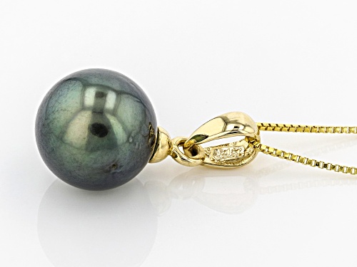 9mm Cultured Gambier Tahitian Pearl, 14k Yellow Gold Pendant With Chain