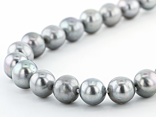 9-11mm Silver Cultured Freshwater Pearl, Rhodium Over Silver 20 Inch Necklace & Stud Earrings Set