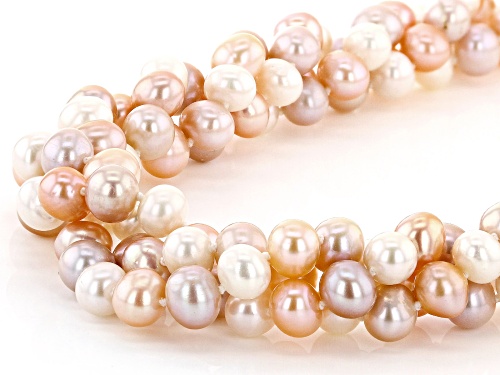 7-7.5mm Multi-Color Cultured Freshwater Pearl & Mother-Of-Pearl magnetic Clasp 22 Inch Necklace - Size 22