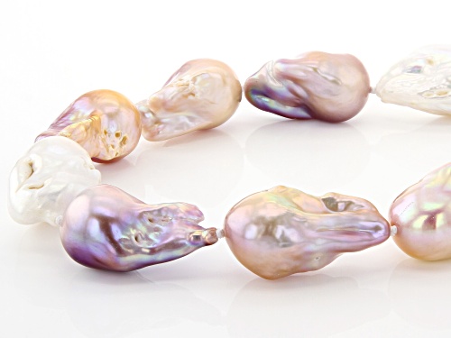Genusis™ 14-17mm Multi-color Cultured Freshwater Pearl Rhodium Over Silver Necklace - Size 18