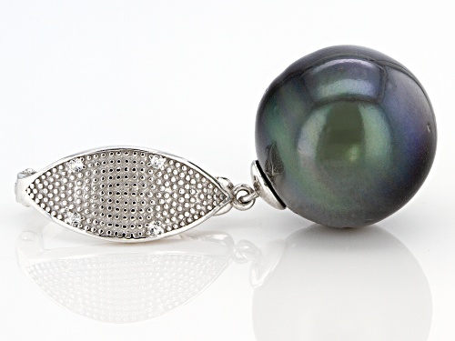 15-16mm Cultured Tahitian Pearl With 0.05ctw White Topaz Rhodium over Sterling Silver Enhancer