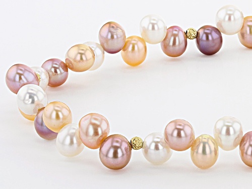 Genusis™5.5-7.5mm Multi-Color Cultured Freshwater Pearl 18k Yellow Gold Over Silver 18 inch Necklace - Size 18