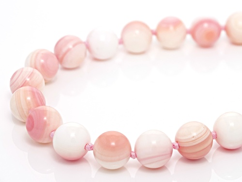 10-11mm Pink Conch Shell Rhodium Over Sterling Silver 20 inch plus 2 inch Extender Necklace - Size 20