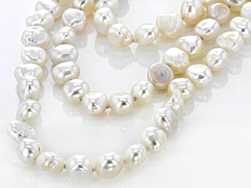 7-8mm White Cultured Freshwater Pearl 63 Inch Endless Strand - Size 63