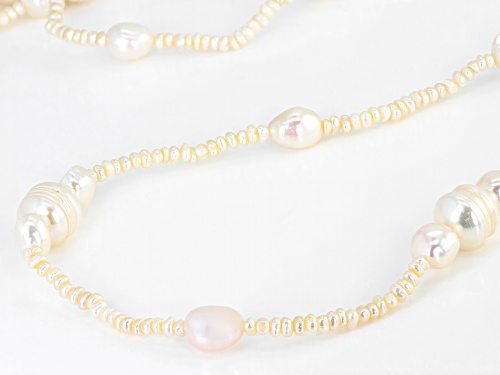 3-11mm White Cultured Freshwater Pearl 60 Inch Endless Strand Necklace - Size 60