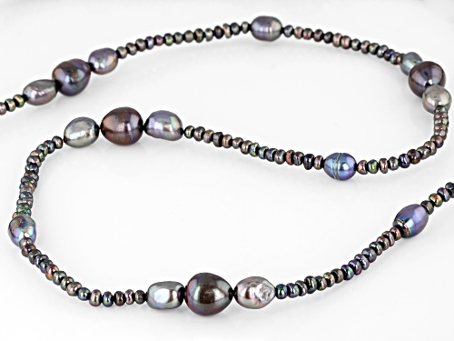 3-11mm Black Cultured Freshwater Pearl 60 Inch Endless Strand Necklace - Size 60