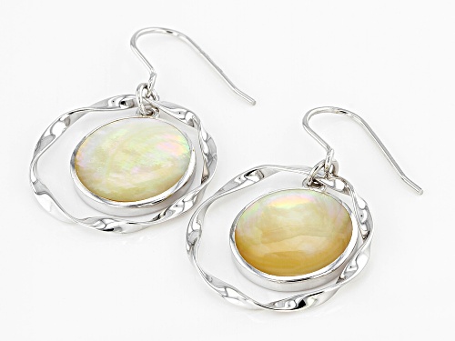 Golden South Sea Mother-of-Pearl Rhodium Over Sterling Silver Earrings