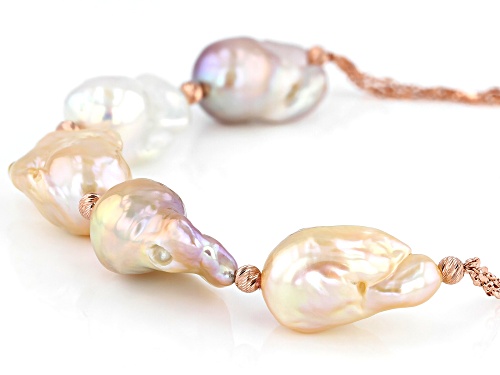 Genusis™ 14-17mm Multi-color Freshwater Pearl 18k Rose Gold Over Sterling Silver 18 Inch Necklace - Size 18