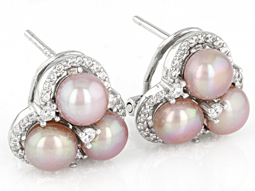 5.5mm Pink Cultured Freshwater Pearl & Bella Luce® Rhodium Over Sterling Silver Earrings