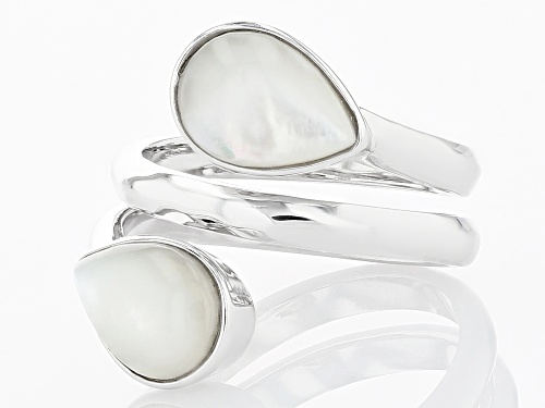 White Mother-of-Pearl Rhodium Over Sterling Silver Ring - Size 7