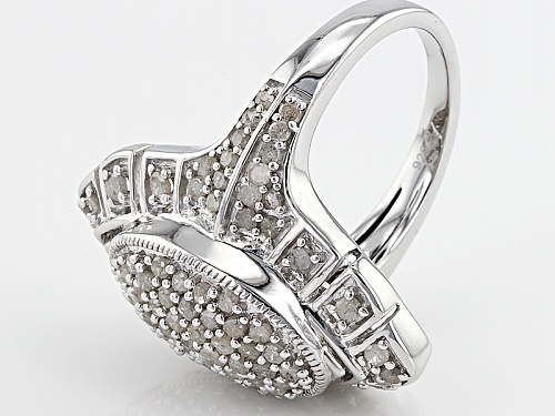 1.50ctw Round White Diamond Rhodium Over Sterling Silver Cluster Ring - Size 5