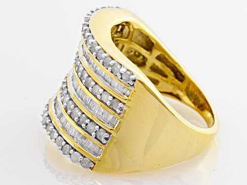 Engild™ 1.50ctw Round And Baguette White Diamond 14k Yellow Gold Over Sterling Silver Band Ring - Size 5