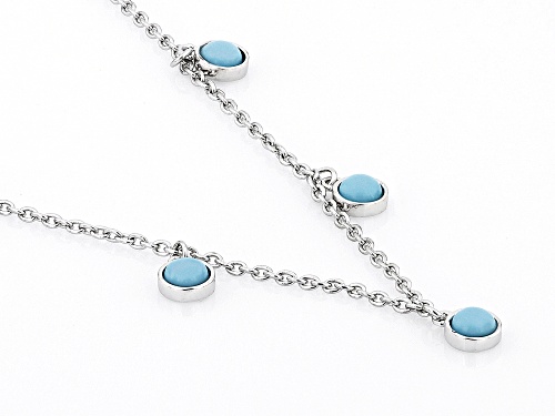 4mm Round Cabochon Sleeping Beauty Turquoise Rhodium Over Sterling Silver Necklace - Size 18
