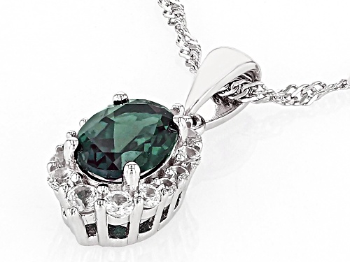 1.17ct Lab Alexandrite With 0.21ctw Lab White Sapphire Rhodium Over Silver Pendant With Chain