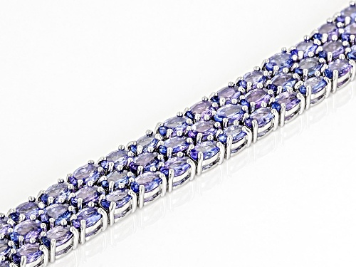 20.79ctw Round Tanzanite Rhodium Over Sterling Silver Tennis Bracelet - Size 7.5