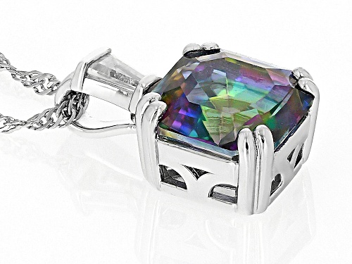 3.91ct Multi-Color Quartz With 0.20ct White Zircon Rhodium Over Silver Pendant Chain