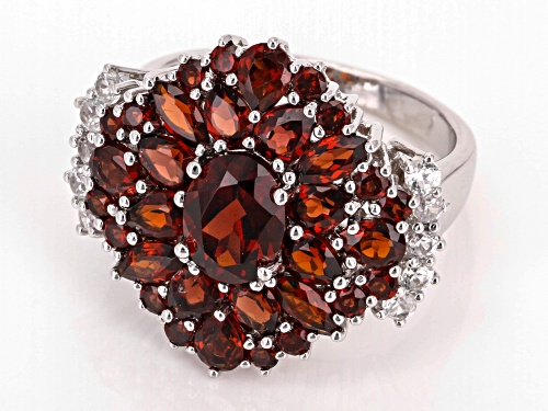 4.52ctw Mixed Shapes Vermelho Garnet™ With 0.49ctw White Zircon Rhodium Over Silver Ring - Size 7