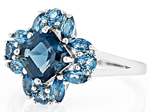 2.79ctw Mixed Shapes London Blue Topaz Rhodium Over Sterling Silver Ring - Size 6