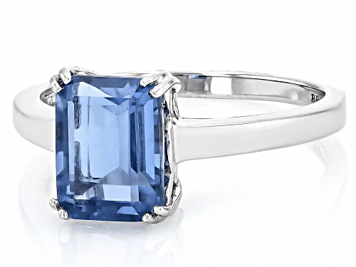 2.13ct Rectangular Octagonal Color Change Fluorite Rhodium Over Sterling Silver Solitaire Ring - Size 8