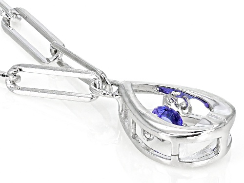0.27ct Round Tanzanite Rhodium Over Sterling Silver Dancing Paper Clip Necklace - Size 18
