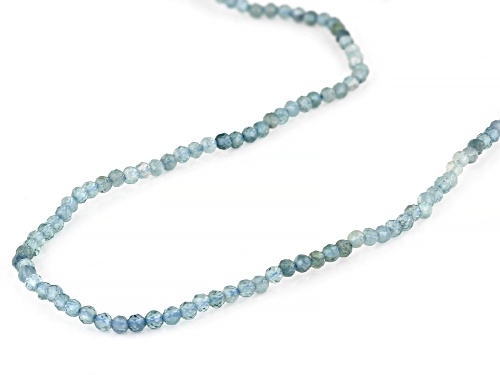 Blue Indicolite Rhodium Over Sterling Silver Bead Necklace - Size 18