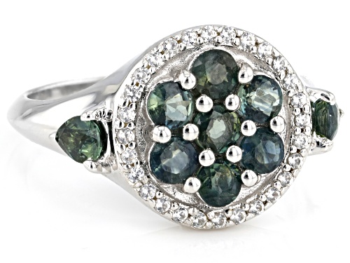 1.42ctw Green Sapphire and 0.17ctw White Zircon Sterling Silver Ring - Size 10