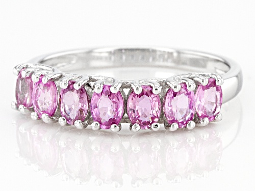 1.25ctw Pink Ceylon Sapphire Rhodium Over Sterling Silver Band Ring - Size 7