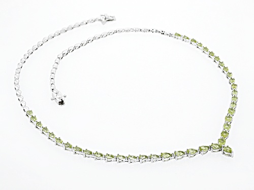 9.56ctw Pear Shapes Manchurian Peridot™ Rhodium Over Sterling Silver Necklace - Size 20