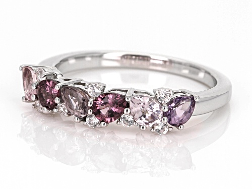 0.61ctw Pear Shape Multicolor Spinel With 0.17ctw White Zircon Rhodium Over Silver Ring - Size 10