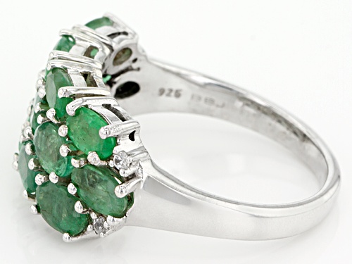 2.39ctw Oval Zambian Emerald With 0.01ctw White Zircon Rhodium Over Sterling Silver Ring - Size 6