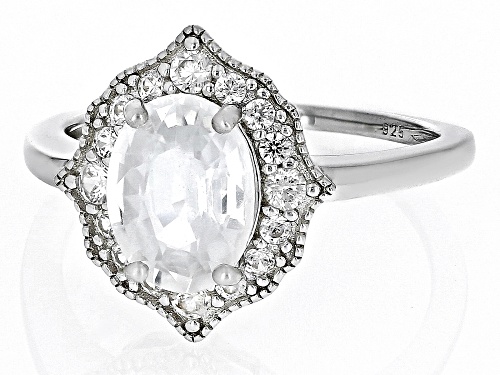 2.58ct Oval And 0.41ctw Round White Zircon Rhodium Over Sterling Silver Ring - Size 10