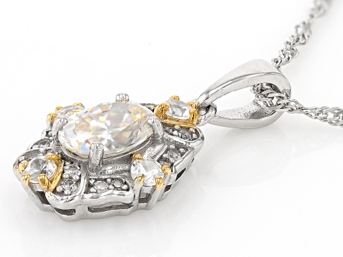 1.50ct Lab Strontium Titanate With 0.91ctw White Zircon Rhodium Over Silver Pendant With Chain