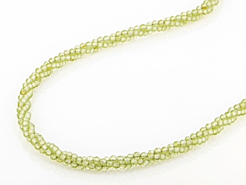 2.5mm Round Manchurian Peridot™ Rhodium Over Sterling Silver Beaded Necklace - Size 20