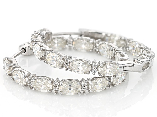 10.20ctw Strontium Titanate With 0.54ctw White Zircon Rhodium Over Sterling Silver Hoop Earrings