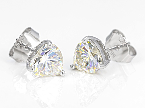 4.68ctw Heart Lab Created Strontium Titanate Rhodium Over Sterling Silver Earrings