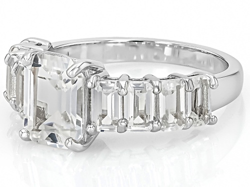 4.40ctw Lab Created White Sapphire Rhodium Over Sterling Silver Ring - Size 8