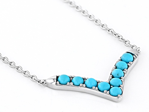 3mm Round Cabochon Sleeping Beauty Turquoise Rhodium Over Sterling Silver Necklace - Size 18