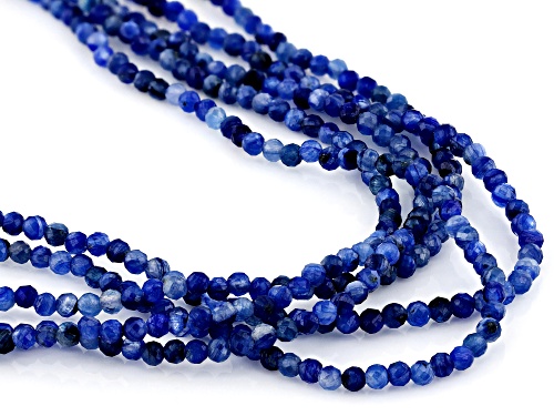 2.5mm Round Kyanite Rhodium Over Sterling Silver Beaded Necklace - Size 18