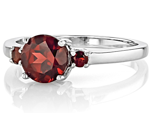 1.47ctw Round Vermelho Garnet™ Rhodium Over Sterling Silver 3-Stone Ring - Size 9