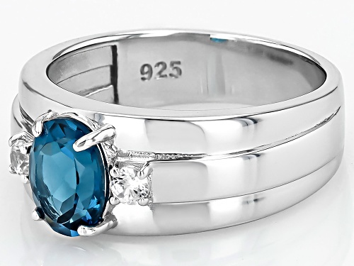 1.30ct London Blue Topaz With 0.17ctw White Zircon Rhodium Over Sterling Silver Ring - Size 10