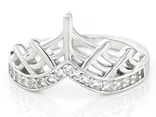 0.28ctw Round Lab Created White Sapphire Rhodium Over Sterling Silver Spider Web Ring - Size 7