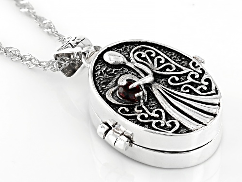 .36ctw Tanzanite, Garnet & Cultured Freshwater Pearl Rhodium Over Silver Prayer Box Pendant/Chain