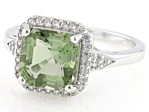 2.55ct Square Asscher Cut Color Change Zandrite(R) With .29ctw White Zircon Rhodium Over Silver Ring - Size 9