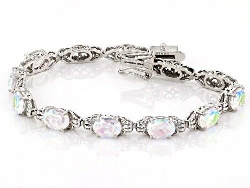 9.08ctw Oval Zero Jupiter™ Quartz Rhodium Over Sterling Silver Bracelet - Size 8