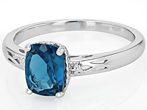 1.40ct Cushion London Blue Topaz Rhodium Over Sterling Silver Solitaire Ring - Size 7