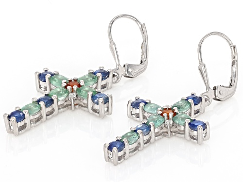 1.98ctw Oval And 1.62ctw Round Multi-Kyanite With .14ctw White Zircon Rhodium Over Silver Earrings