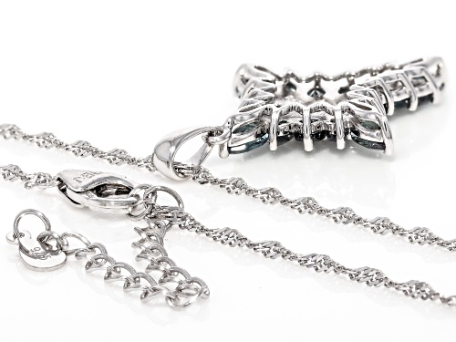 2.37ctw Lab Created Alexandrite Rhodium Over Sterling Silver Cross Pendant With Chain