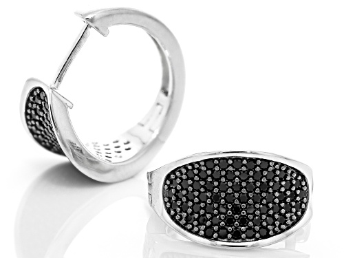 0.97ctw Round Black Spinel Rhodium Over Sterling Silver Earrings